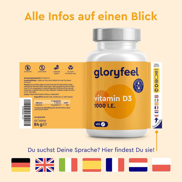 Vitamin D3 1000 I.E. Tabletten Sprachen