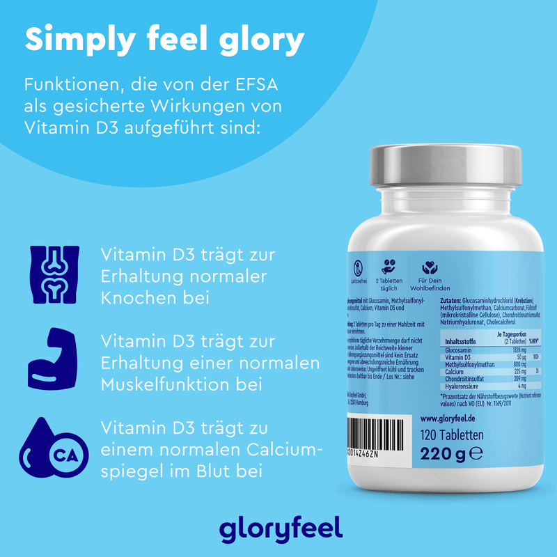 Glucosamin + Chondroitin + MSM mit Vitamin D3 Tabletten