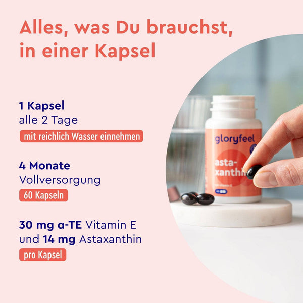Astaxanthin Kapseln mit Vitamin E Einnahme