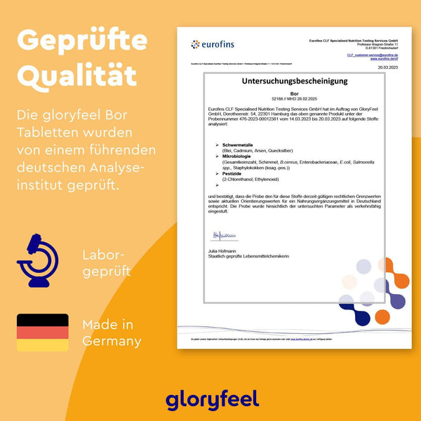 Bor Tabletten Zertifikat
