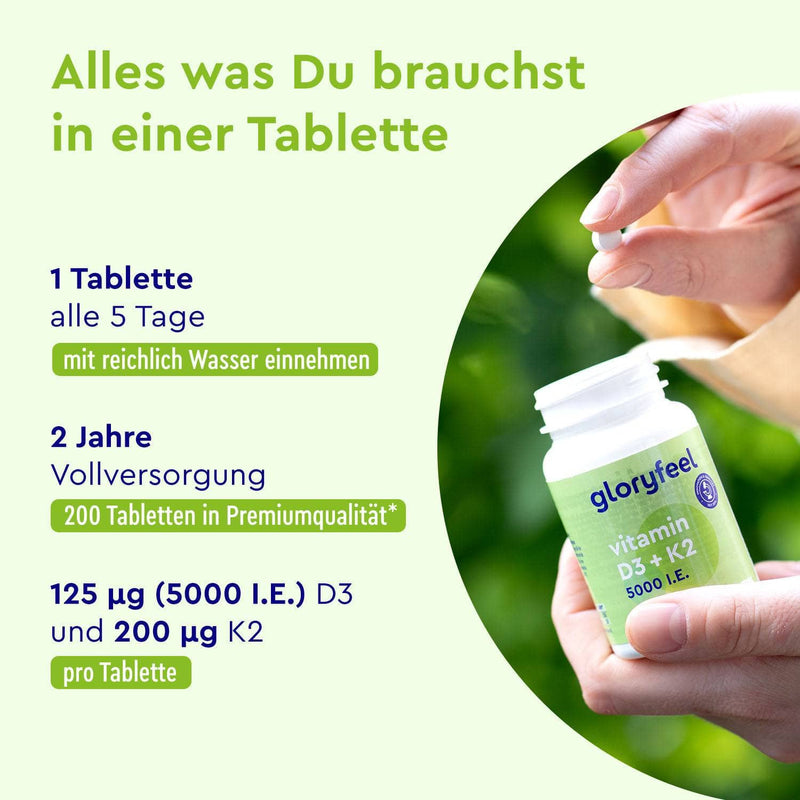 Vitamin D3 K2 Tabletten 5000 I.E. Einnahme
