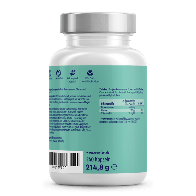 Glucomannan Kapseln Rückseite