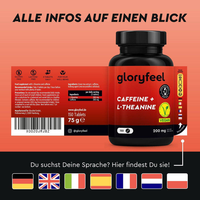 Koffein + L-Theanin-Tabletten Sprachen