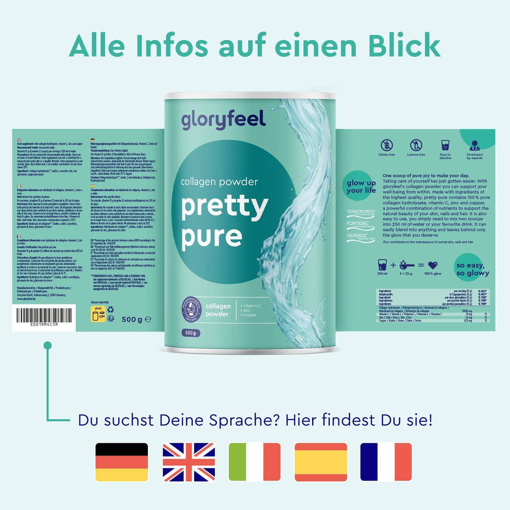 Kollagen Pulver Pretty Pure Sprachen