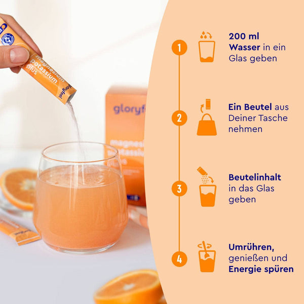 Magnesium Kalium Sticks Orange Zubereitung