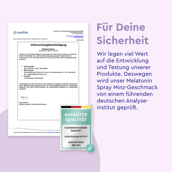Melatonin Spray Minze Zertifikat