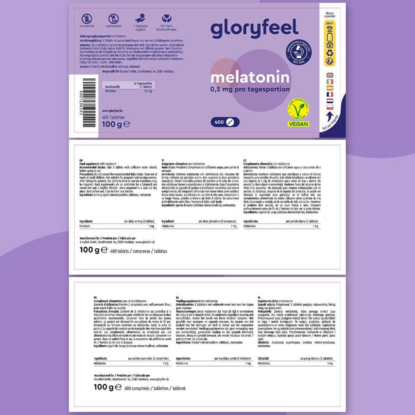Melatonin Tabletten Etikett Sprachen