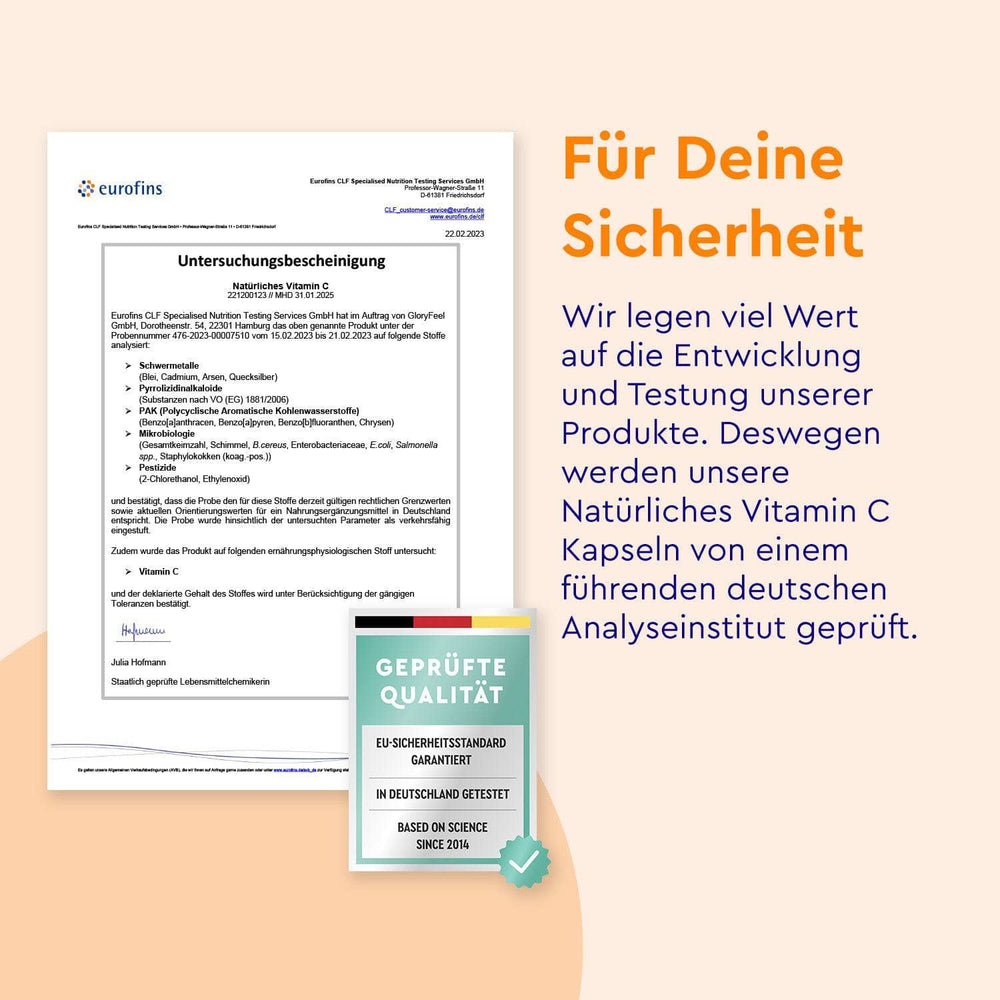 Natürliches Vitamin C Kapseln Zertifikat