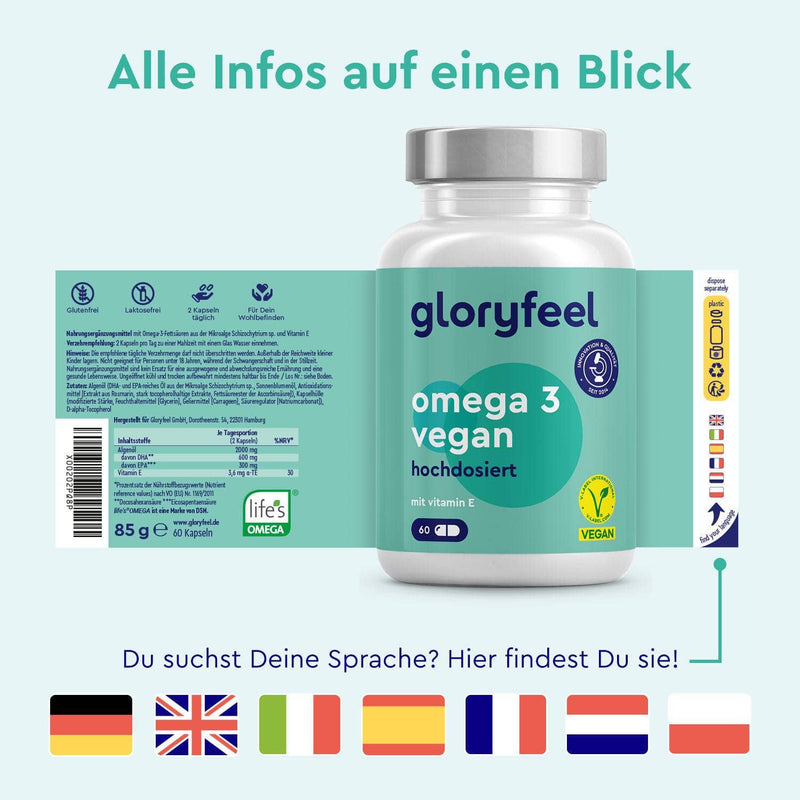Omega 3 vegan Vitamin E Sprachen