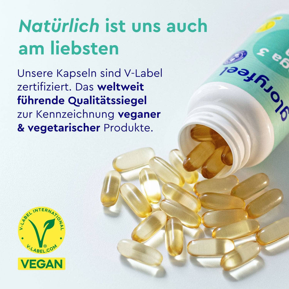 Omega 3 vegan Vitamin E V-Label zertifiziert