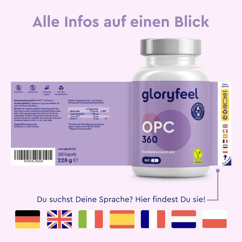 OPC Kapseln 360 mit Vitamin C Sprachen