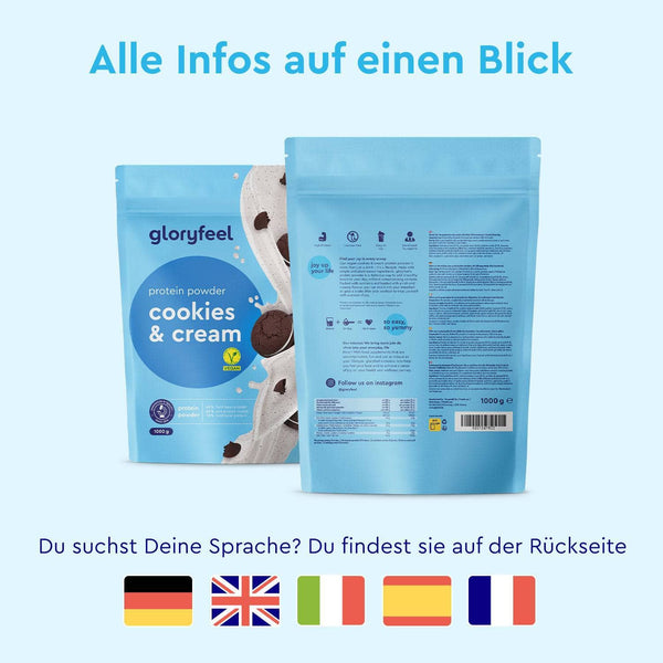 Proteinpulver Cookies &amp; Cream Sprachen