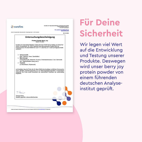 Proteinpulver Himbeere Zertifikat