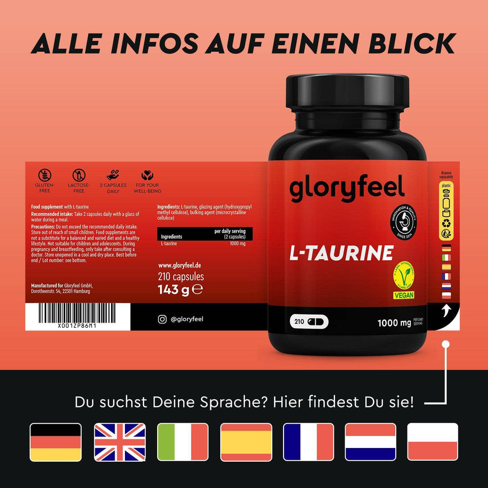 Taurin Kapseln Sprachen