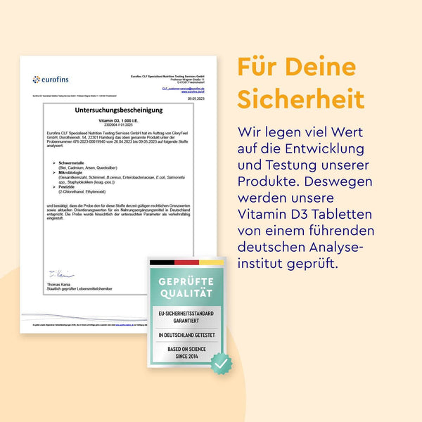 Vitamin D3 1000 I.E. Tabletten Zertifikat