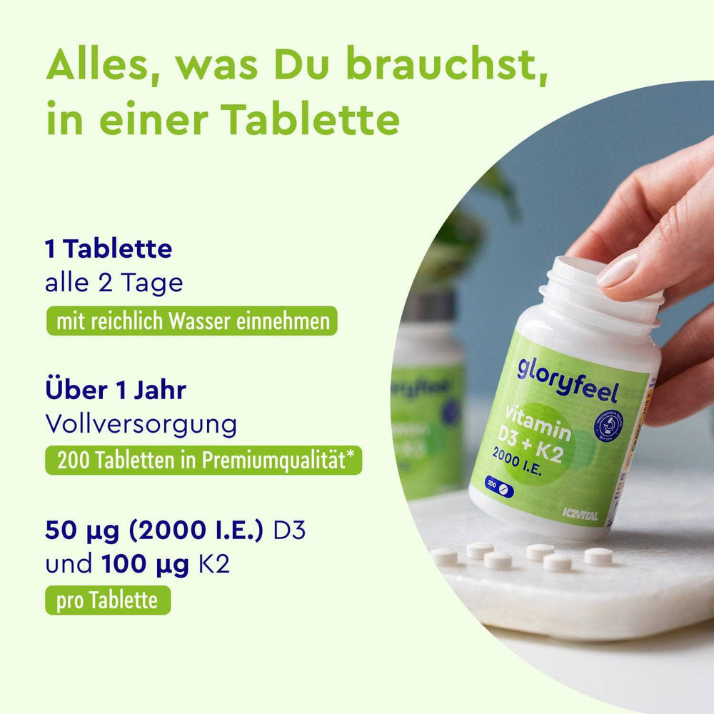Vitamin D3 K2 Tabletten 2000 I.E. Einnahme