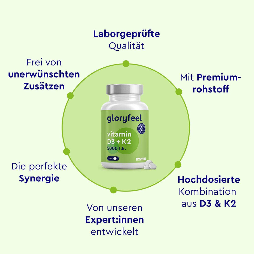 Vitamin D3 K2 Tabletten 5000 I.E. Eigenschaften
