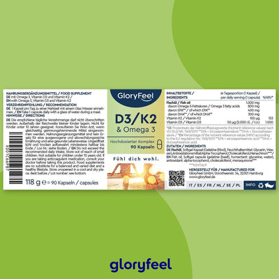 Vitamin D3 K2 & Omega 3 2.000 IE Kapseln